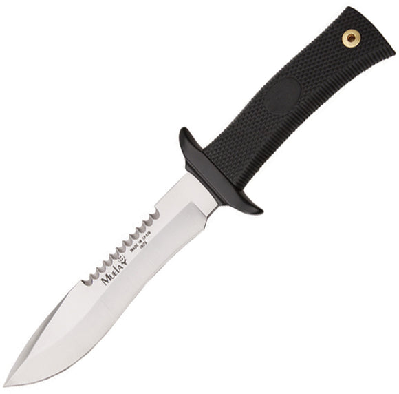 Muela Black Rubber Textured Stainless Steel Fixed Blade Knife w/ Belt Sheath 92162
