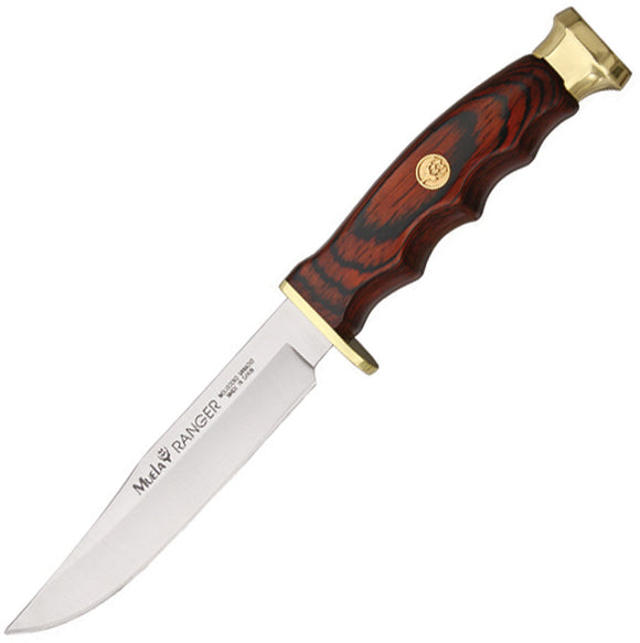 Muela Ranger Brown Wood Handle 440 Stainless Fixed Knife w/ Belt Sheath 93041