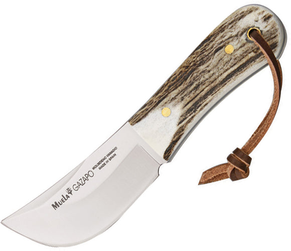 Muela Gazapo Stag Handle 440 Upswept Stainless Fixed Knife w/ Belt Sheath 93610