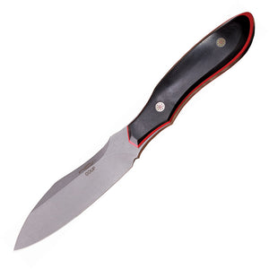 N.C. Custom Coup 8.5" Black & Red G10 Fixed Blade Knife + Leather Sheath 007