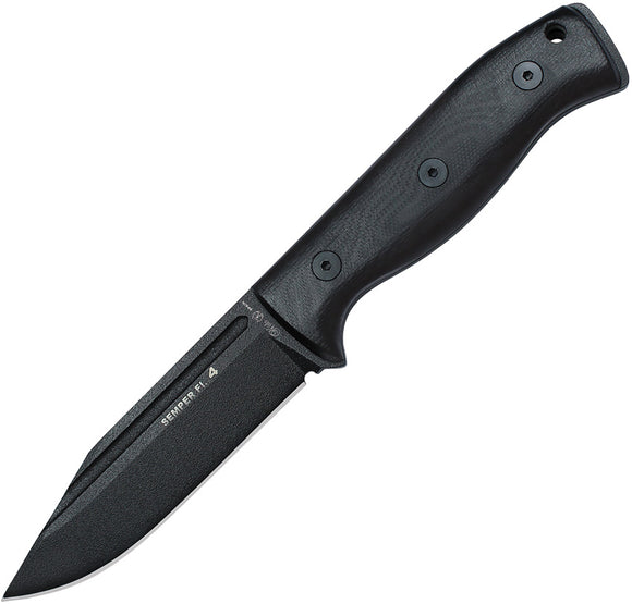 Nieto Semper Fi 4 Black Smooth G10 Bohler N690 Steel Fixed Blade Knife 131N