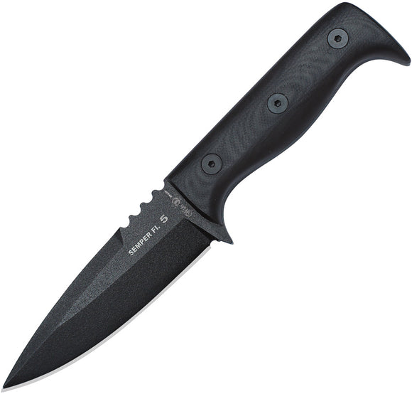 Nieto Semper Fi 5 Black Smooth G10 Bohler N690 Steel Fixed Blade Knife 132N