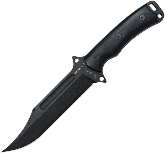 Nieto Semper Fi 1 Black Smooth G10 Bohler N690 Steel Fixed Blade Knife 143N