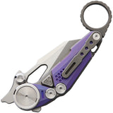 NOC Knives MT06 Karambit Purple Titanium M390 Folding Knife mt06