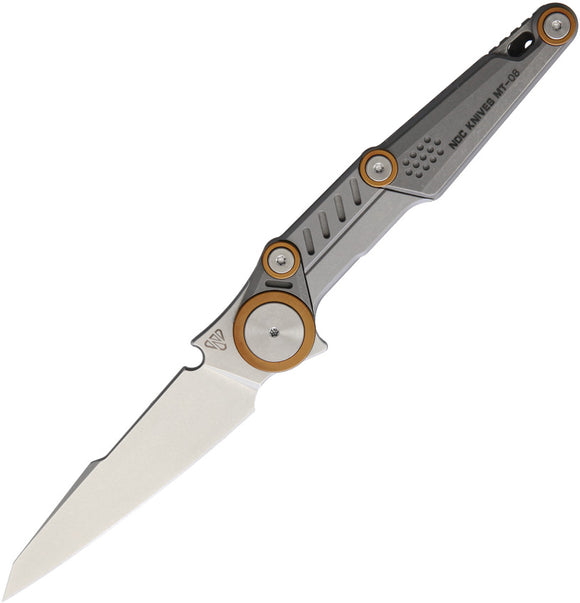 NOC Knives MT08 Gray Framelock Titanium M390 Folding Knife mt08