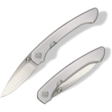 Ocaso Seaton Mini Linerlock Silver Stainless Steel Folding AUS-10A Knife 42SMS
