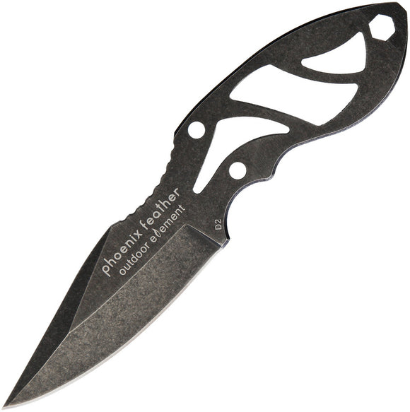 Outdoor Element Phoenix Feather Black Caping D2 Steel Fixed Blade Knife PKF