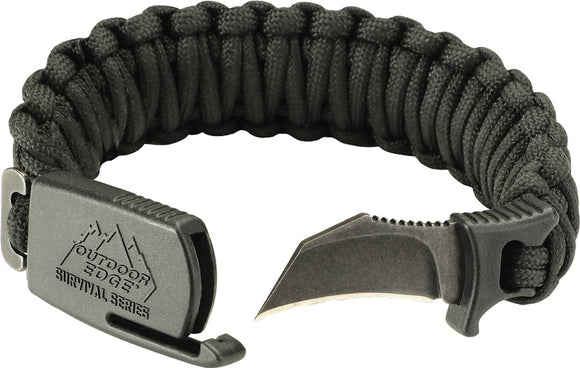 Outdoor Edge Paraclaw Black Medium Stainless Knife Paracord Survival Bracelet Tool PCK80D