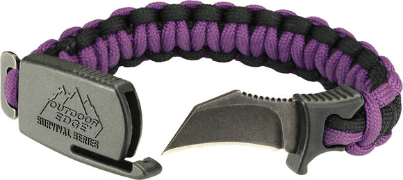 Outdoor Edge Paraclaw Purple Paracord Small Stainless Knife Survival Bracelet Tool PCP75D