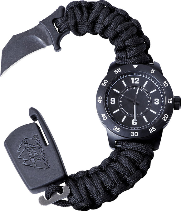 Outdoor Edge Paraclaw CQD Watch Medium Black Paracord Stainless Knife Survival Bracelet Tool PW80Z