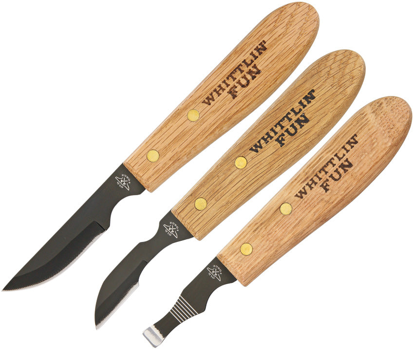 Old Forge 3pc Wood Carving Whittler Detail Chisel Fixed Knife Tool Set –  Atlantic Knife Company