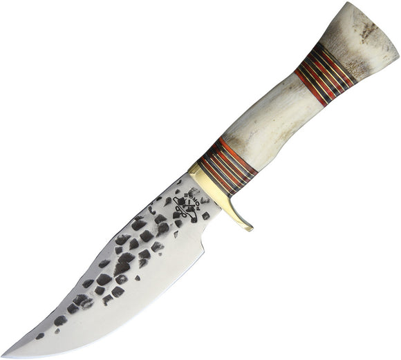Old Forge Hammered Skinner Bone & Pakkawood Handle Fixed Blade Knife 022