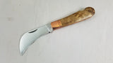 Old Forge Lockback Copper Brown Wood Brass Bolster Hawkbill Folding Knife 024