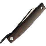 Ohta Knives FK9 Grey Smooth Ebony Wood Folding D2 Steel Pocket Knife FK9EB