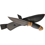 Olamic Cutlery Voykar HT Birch Bark Wood Damascus Steel Fixed Blade Knife 96173