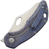 Olamic Cutlery Busker TItanium Framelock Semper Bohler M390 Blue Knife BSKR02
