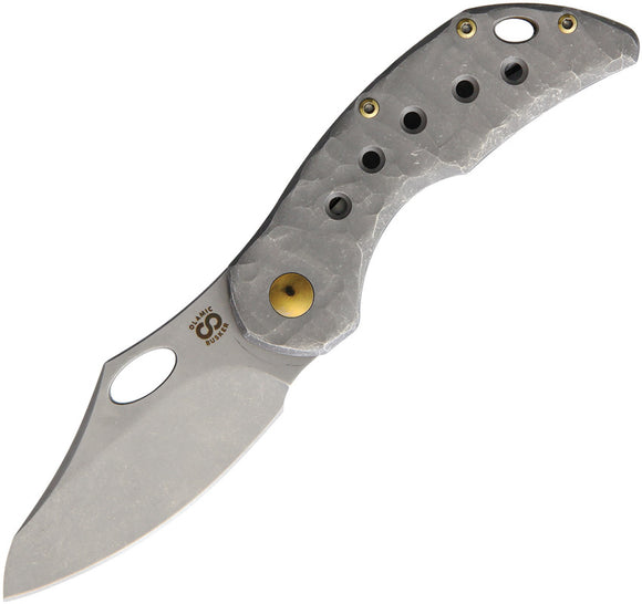 Olamic Cutlery Busker TItanium Framelock Semper Bohler M390 Gold Knife BSKR03