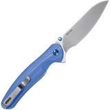 Oknife Drever Pocket Knife Linerlock Blue G10 Folding N690 Sheepsfoot DREVERBU