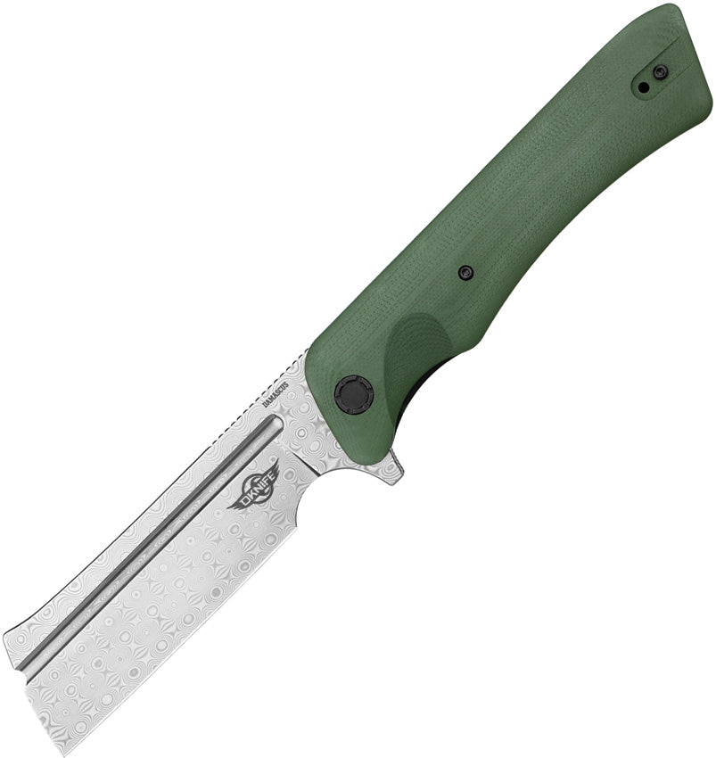 Oknife Freeze 3 Linerlock LTD OD Green G10 Folding Damascus Pocket