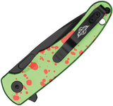 Oknife Mettle 2 Button Lock Zombie Green Aluminum Folding 154CM Pocket Knife METTLE2ZG