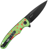 Oknife Mettle 2 Button Lock Zombie Green Aluminum Folding 154CM Pocket Knife METTLE2ZG