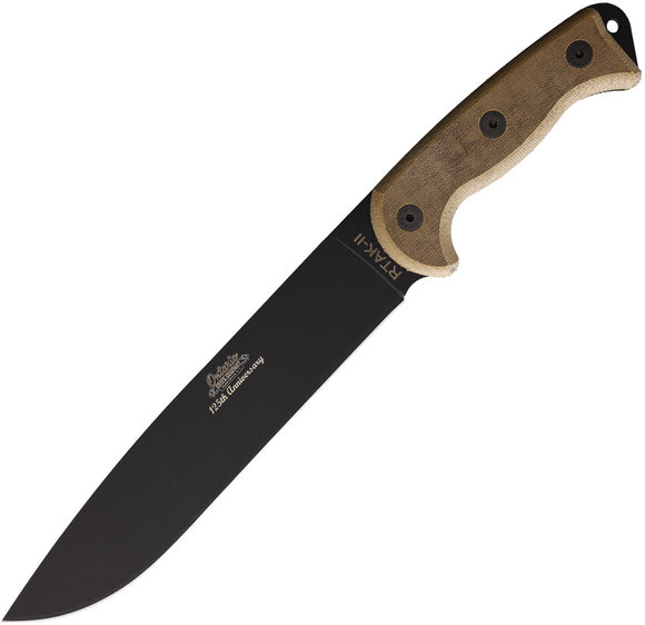 Ontario RTAK II 125th Anniversary Tan Wood Carbon Steel Fixed Blade Knife 8644
