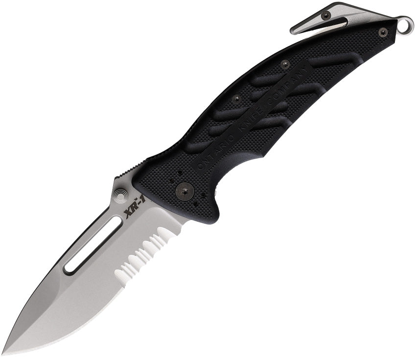 Ontario XR-1 Extreme Rescue Linerlock Black Folding Partially
