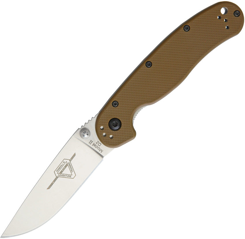 Ontario RAT II Linerlock Coyote Brown G10 D2 Tool Steel Folding