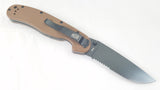 Ontario RAT 1 Coyote Brown Black Folding Pocket Knife Serrated AUS-8 - 8847cb