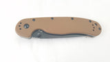 Ontario RAT 1 Coyote Brown Black Folding Pocket Knife Serrated AUS-8 - 8847cb