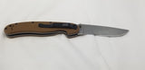 Ontario RAT 1 Coyote Brown Handle Folding Serrated Blade EDC AUS-8 Knife 8849CB