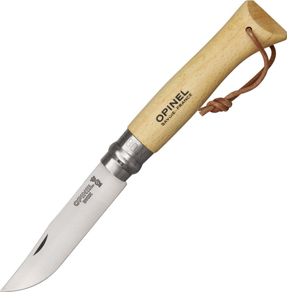 Opinel Beech Wood Folding Pocket Knife VRI8 No 8 - 1321