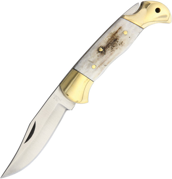 Ole Smoky Lockback Stag Bone Folding Stainless Clip Point Pocket Knife 89