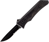 Schrade Out the Front A/O Black Serrated Stainless Blade Aluminum Handle Knife