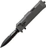 Schrade Out the Front Assist Spear Serrated Blade Gray Zytel Handle Knife