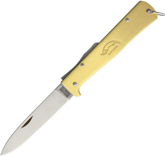 OTTER-Messer Mercator Lockback Brass Stainless Steel Folding Knife 10736RGR