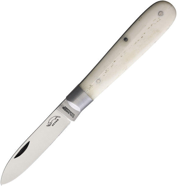 OTTER-Messer Small White Smooth Bone Folding Carbon Steel Pocket Knife 167K