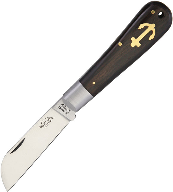 OTTER-Messer Large Anchor Brown Wood Folding Carbon Steel Pocket Knife 173ML