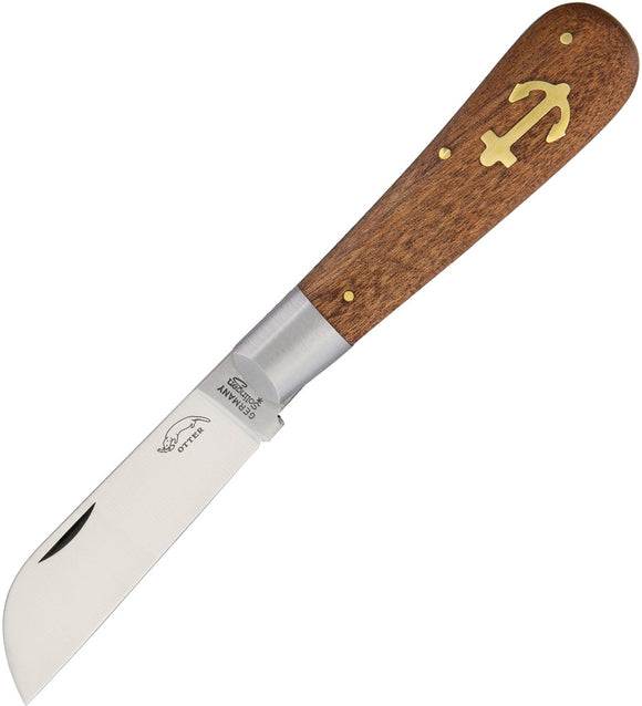 OTTER-Messer Large Anchor Sapeli Wood Folding Carbon Steel Pocket Knife 173