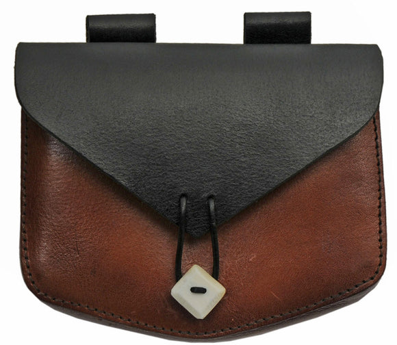 Black & Brown Medieval Leather Bone Button Costume Replica Bag 4418