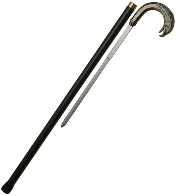 Metal Alloy Bird Head Handle Black Aluminum Stainless Knife Sword Cane 901144