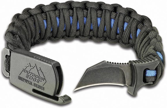 Outdoor Edge Paraclaw Thin Blue Line Medium Stainless Knife Survival Bracelet Tool 