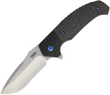 Pena Knives Mini Diesel Framelock Black Carbon Fiber Plain Folding Knife PE14