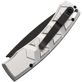 Piranha Knives Automatic X Knife Button Lock Silver Aluminum Black 154CM Blade CP14ST