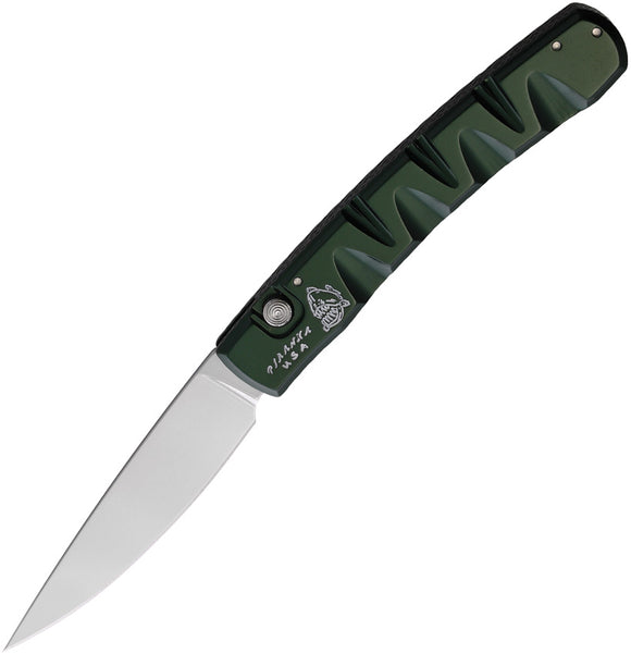 Piranha Knives Automatic Virus Knife Button Lock Green Aluminum S30V Blade CP15G