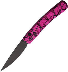 Piranha Knives Automatic Virus Knife Button Lock Pink Camo Aluminum Black S30V Blade CP15PKT