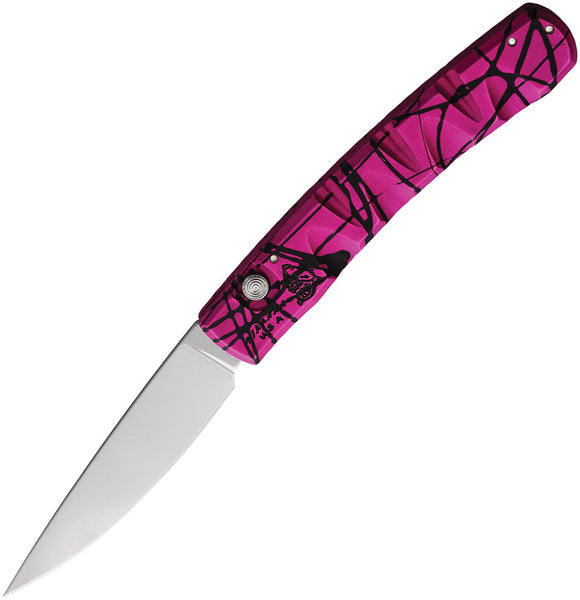Piranha Knives Automatic Virus Knife Button Lock Pink Camo Aluminum S30V Blade CP15PK