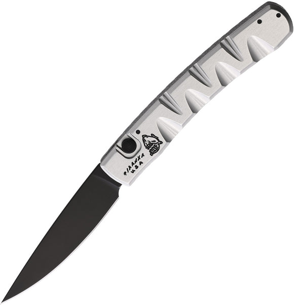 Piranha Knives Automatic Virus Knife Button Lock Silver Aluminum Black S30V Blade CP15ST