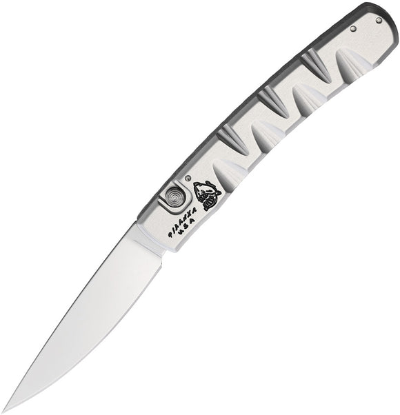 Piranha Knives Automatic Virus Knife Button Lock Silver Aluminum S30V Blade CP15S