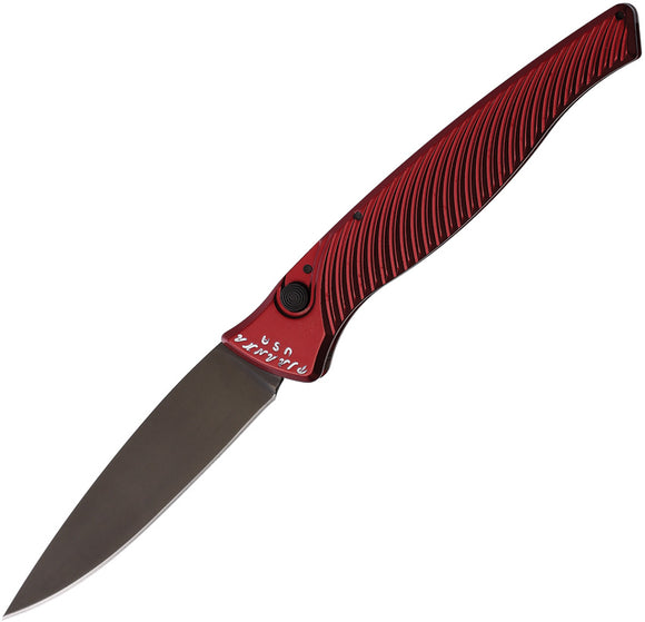Piranha Knives Automatic DNA Knife Button Lock Red Aluminum Black S30V Blade CP16RT